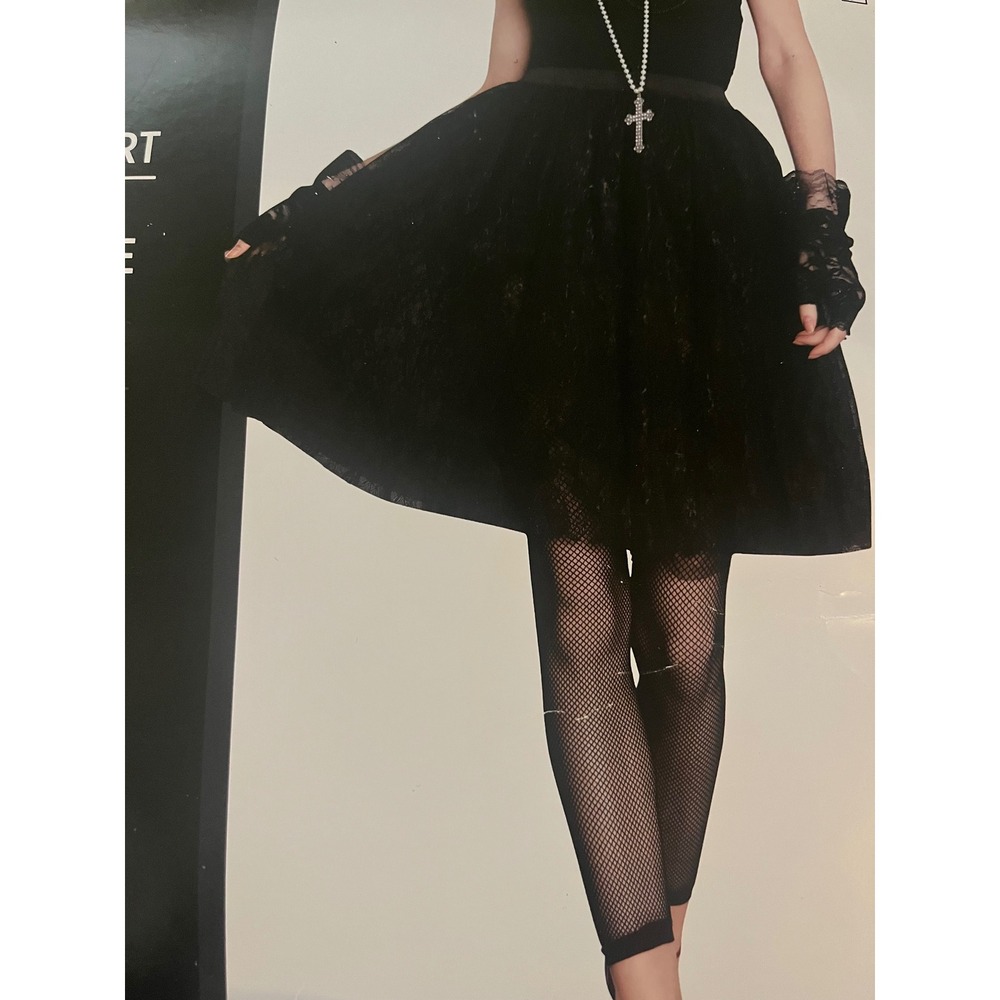 Amscan Black Lace Skirt Womens Up to 12 80s Goth Halloween Costume NWT - Picture 2 of 7